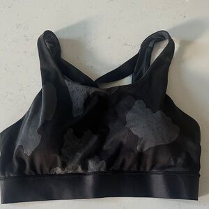 Athleta Black and Gray Camouflage Sports Bra